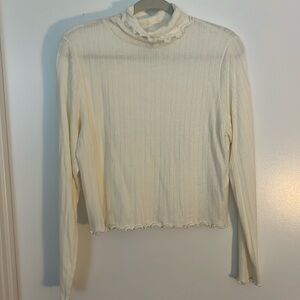 Madewell Cropped Long-Sleeve Turtleneck Top. Size XL